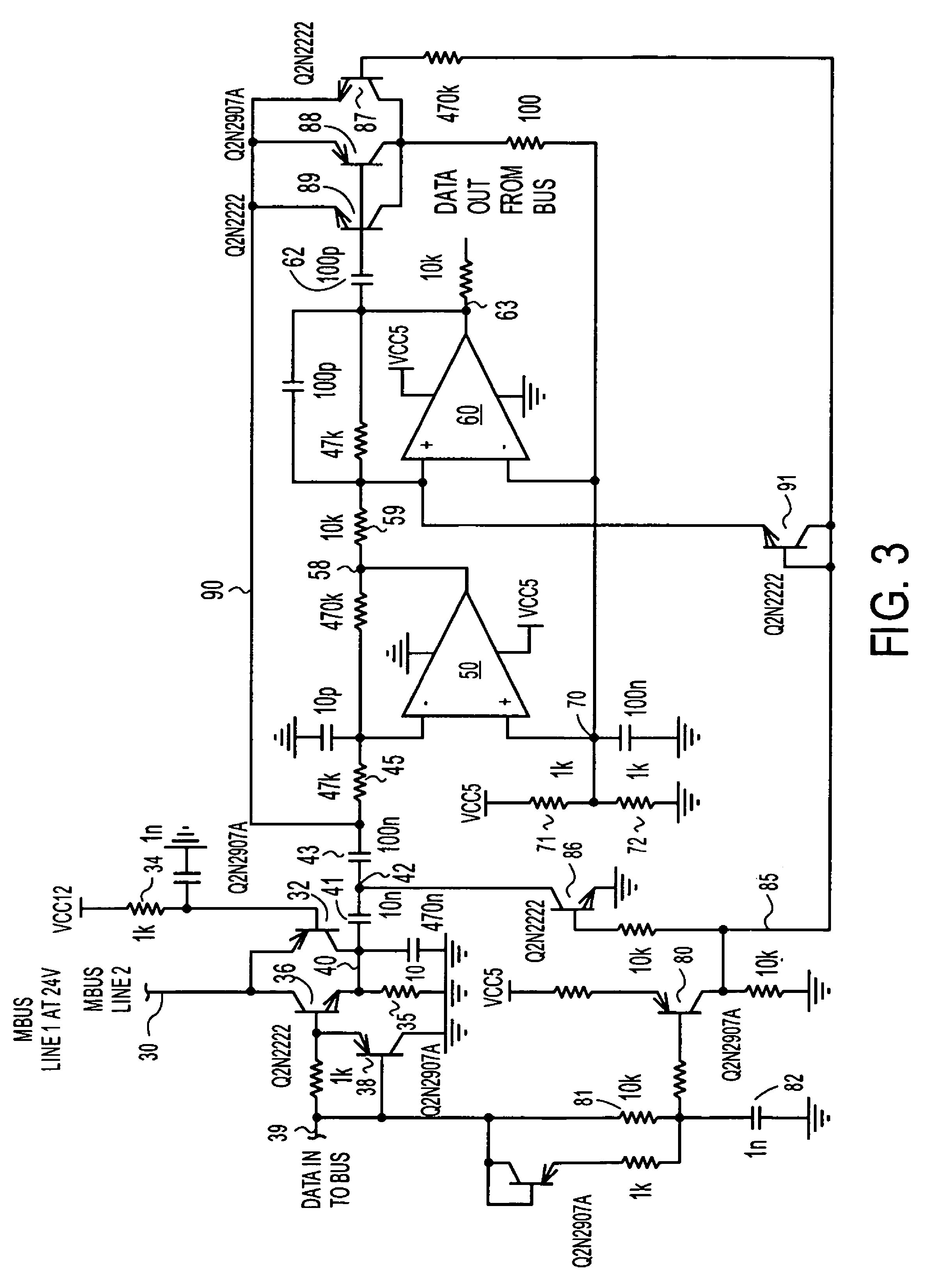 Receiver particularly for a meter-bus