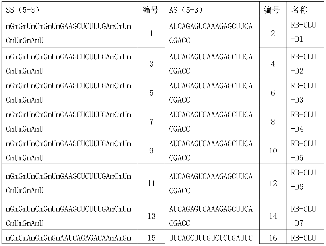 A kind of complete set of siRNA for suppressing clusterin gene expression and application thereof