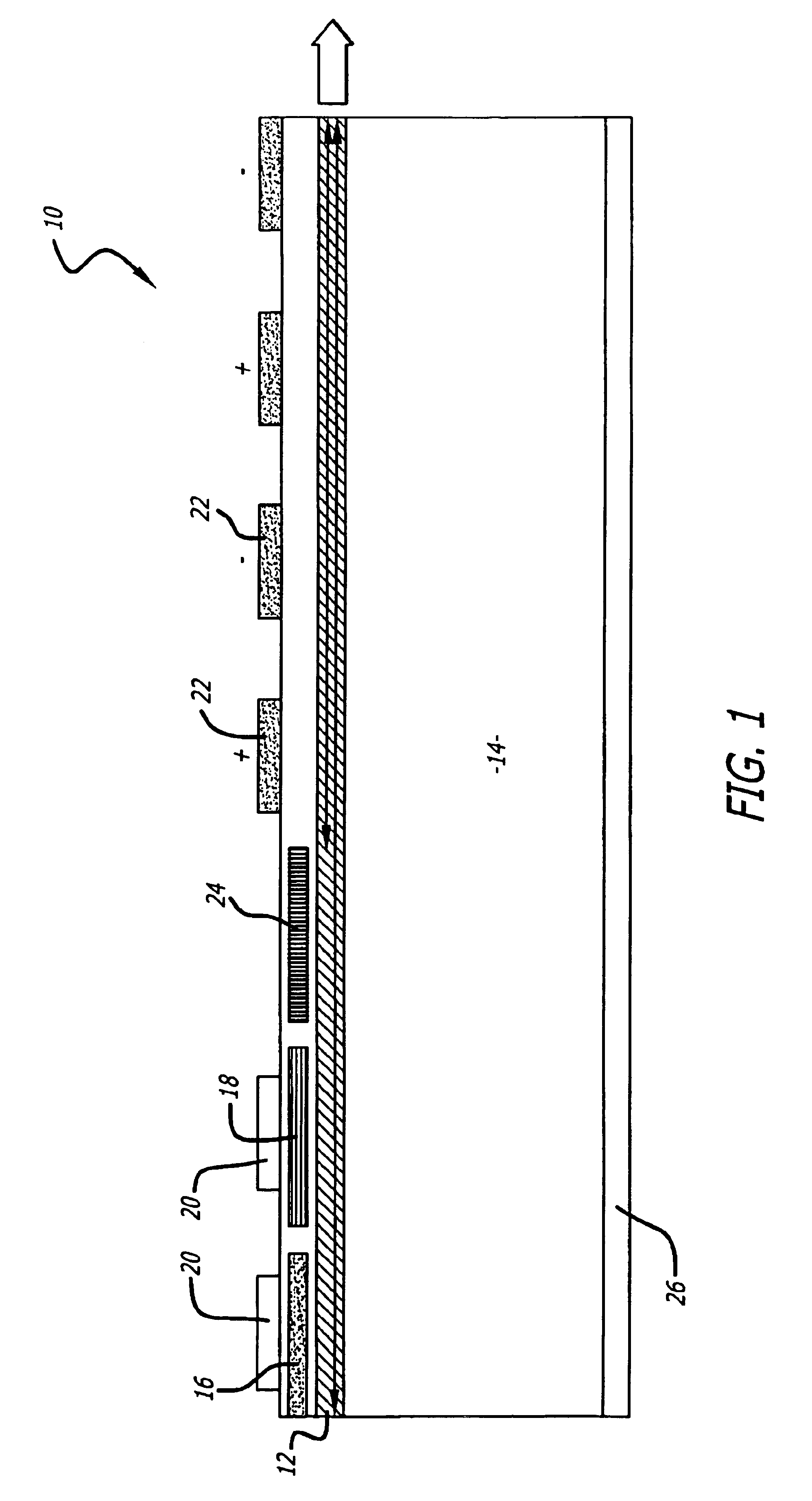 Laser diode with a spatially varying electrostatic field frequency converter