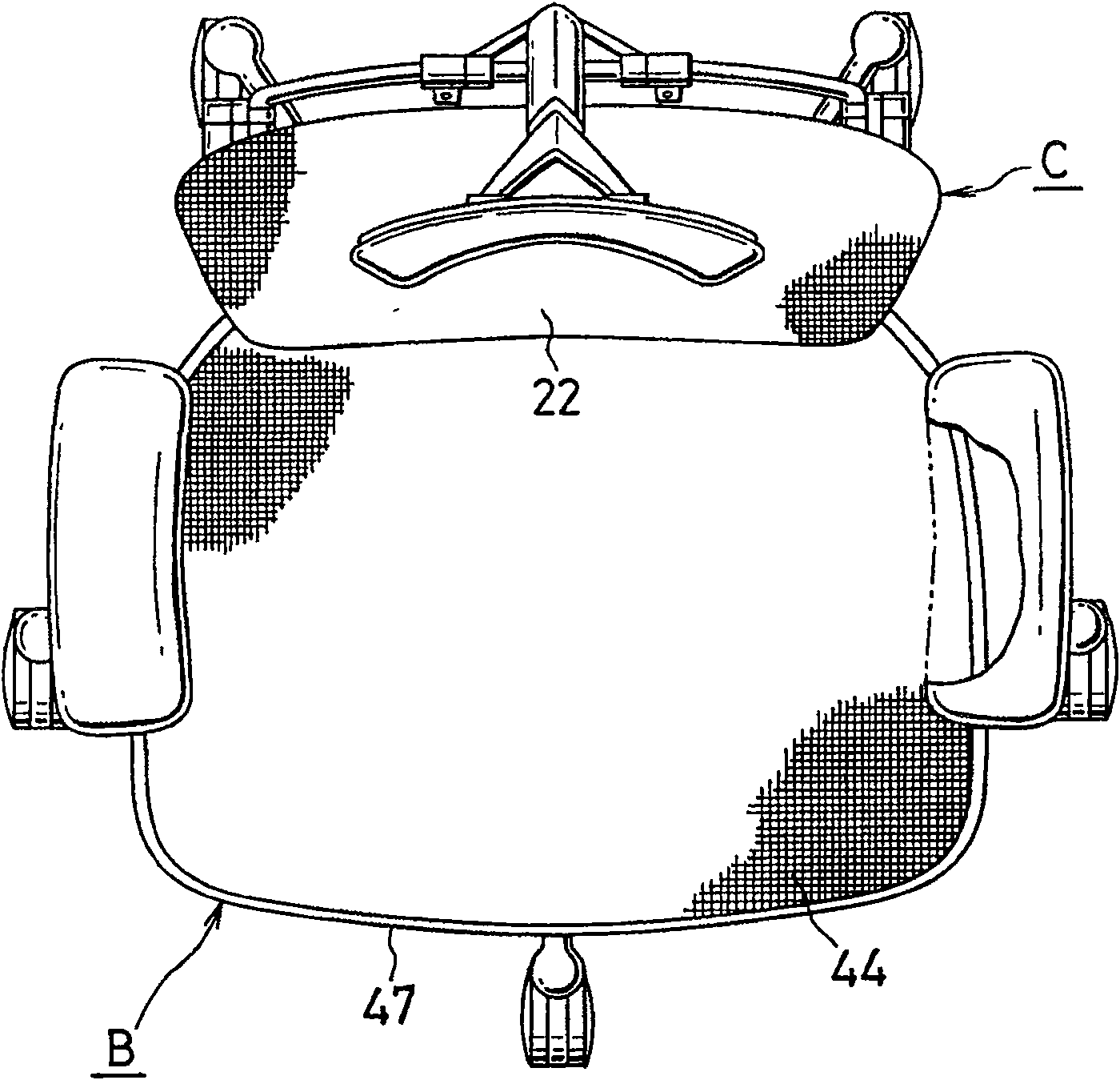 Construction for attaching net member to chair seat or backrest frame