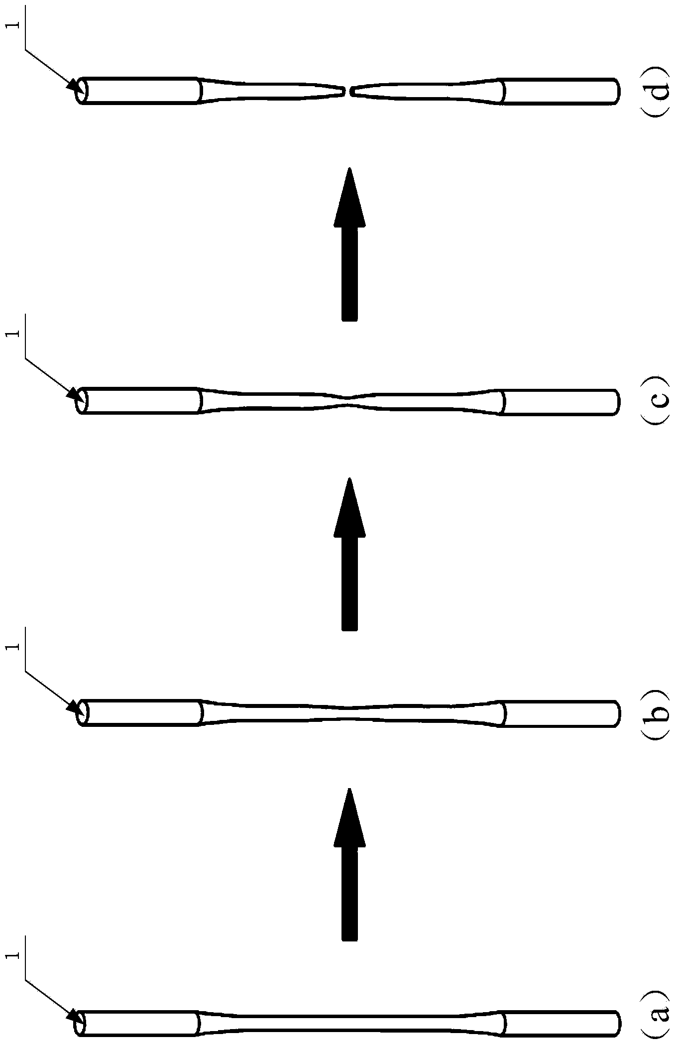 Dynamic temperature measuring device in high-temperature breaking strength tensile test