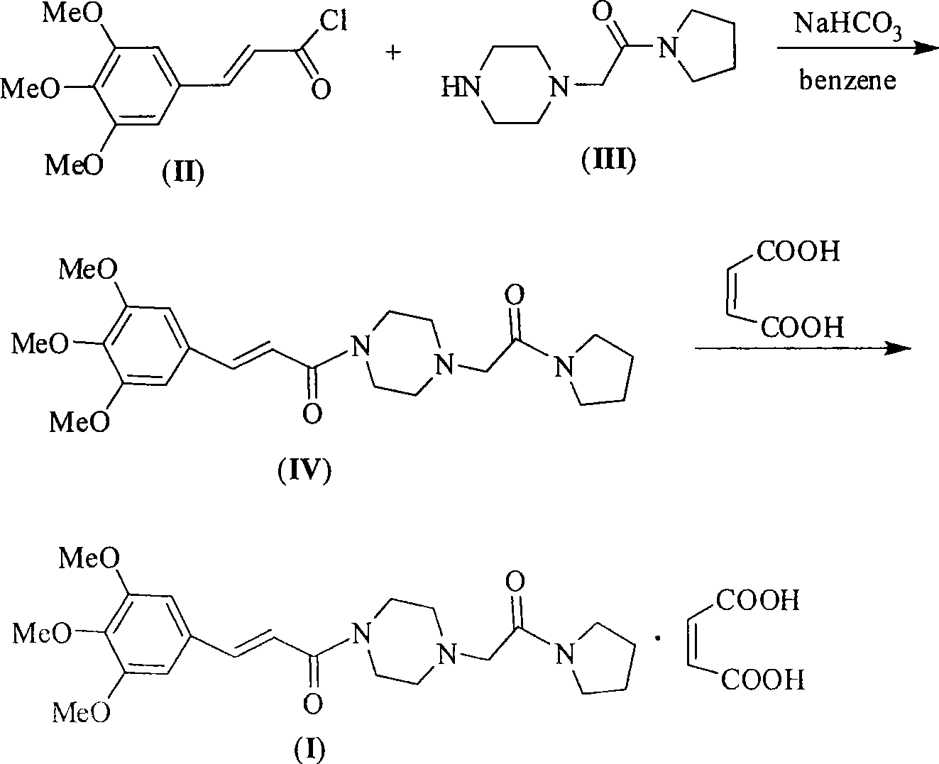 Synthesis method for improved cinepazide maleate