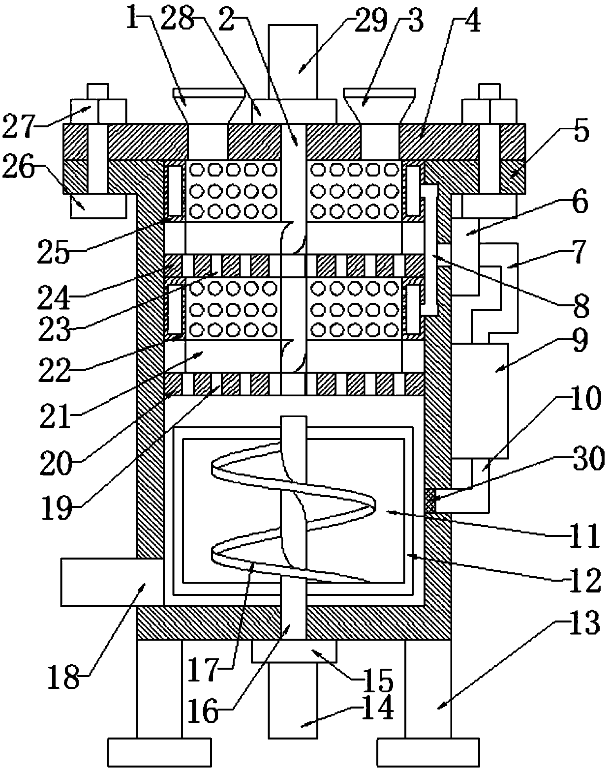 Environment-friendly chemical material stirring and drying device