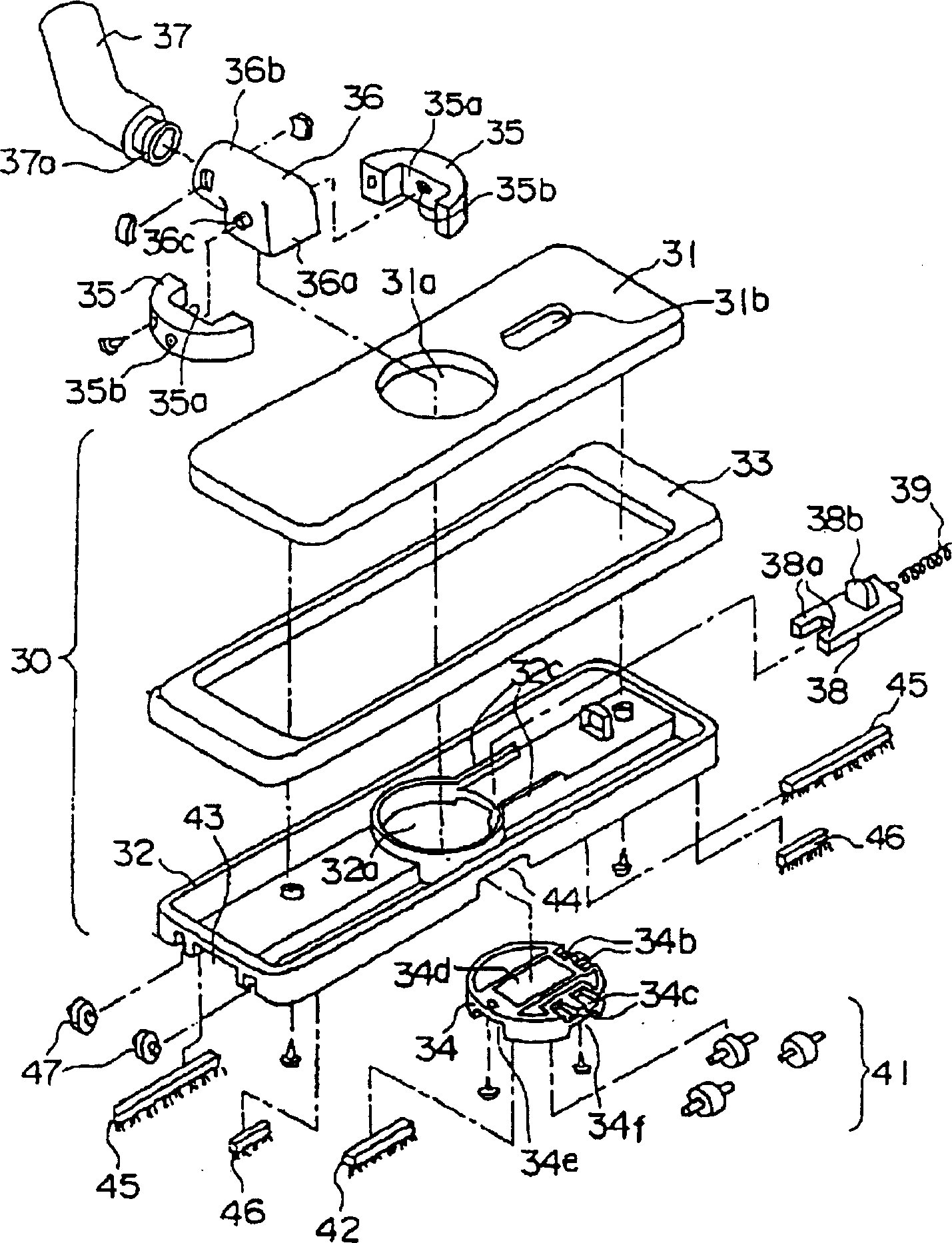 Ground suction nozzle of electric sweeping appts.