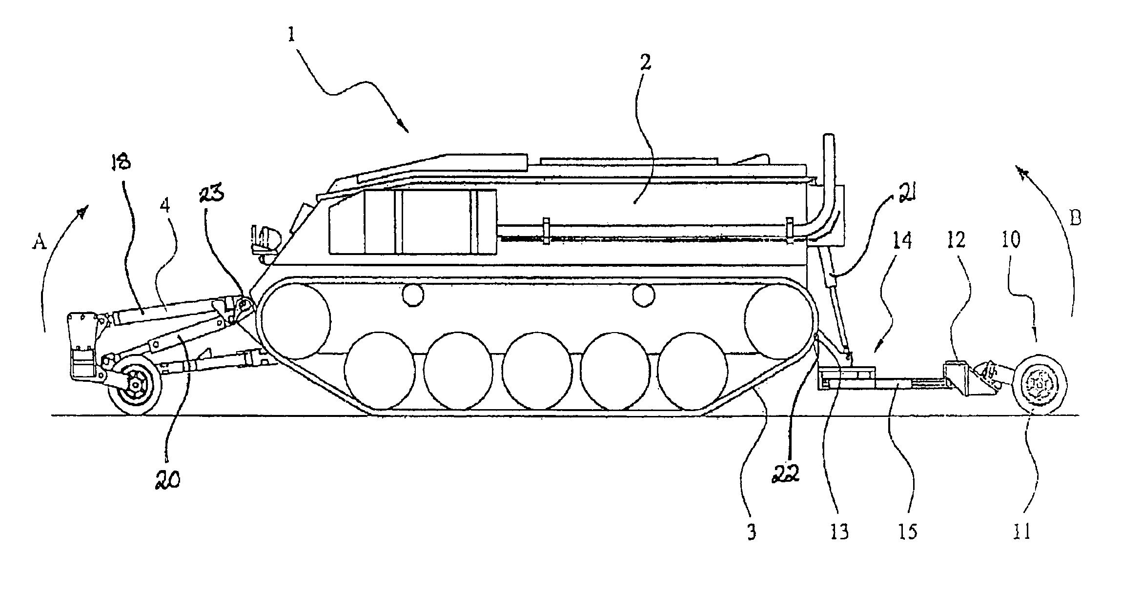 Mine detonating apparatus and vehicle including such apparatus