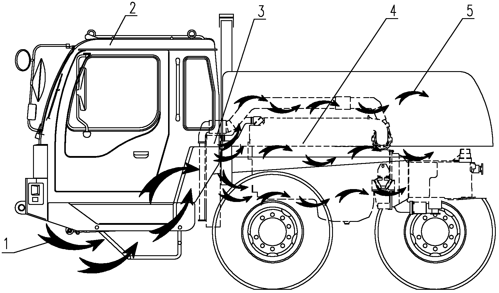 Heat-radiating system and crane