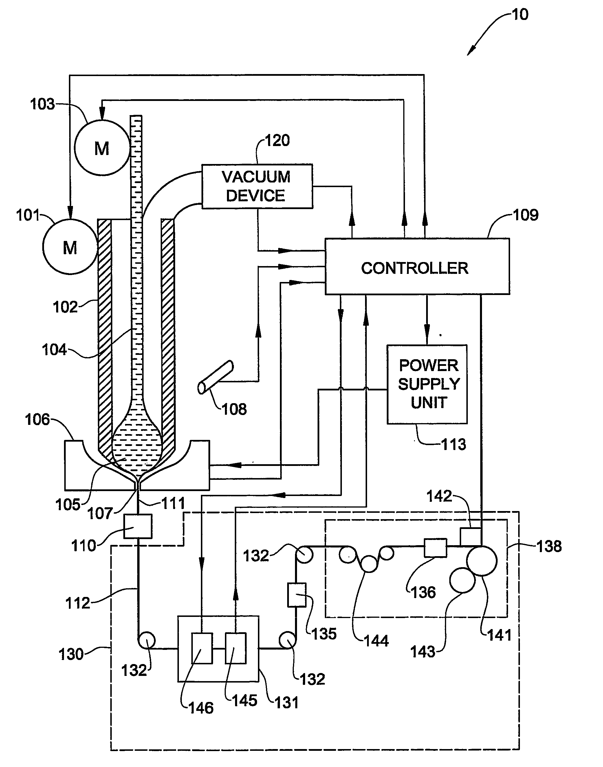 System and process for controllable preparation of glass-coated microwires