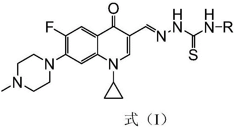 Ofloxacin aldehyde thiosemicarbazone derivative, and preparation method and application thereof