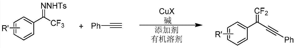 Synthetic method of 1, 1-2 fluorine - 1, 3 - acetylene compounds