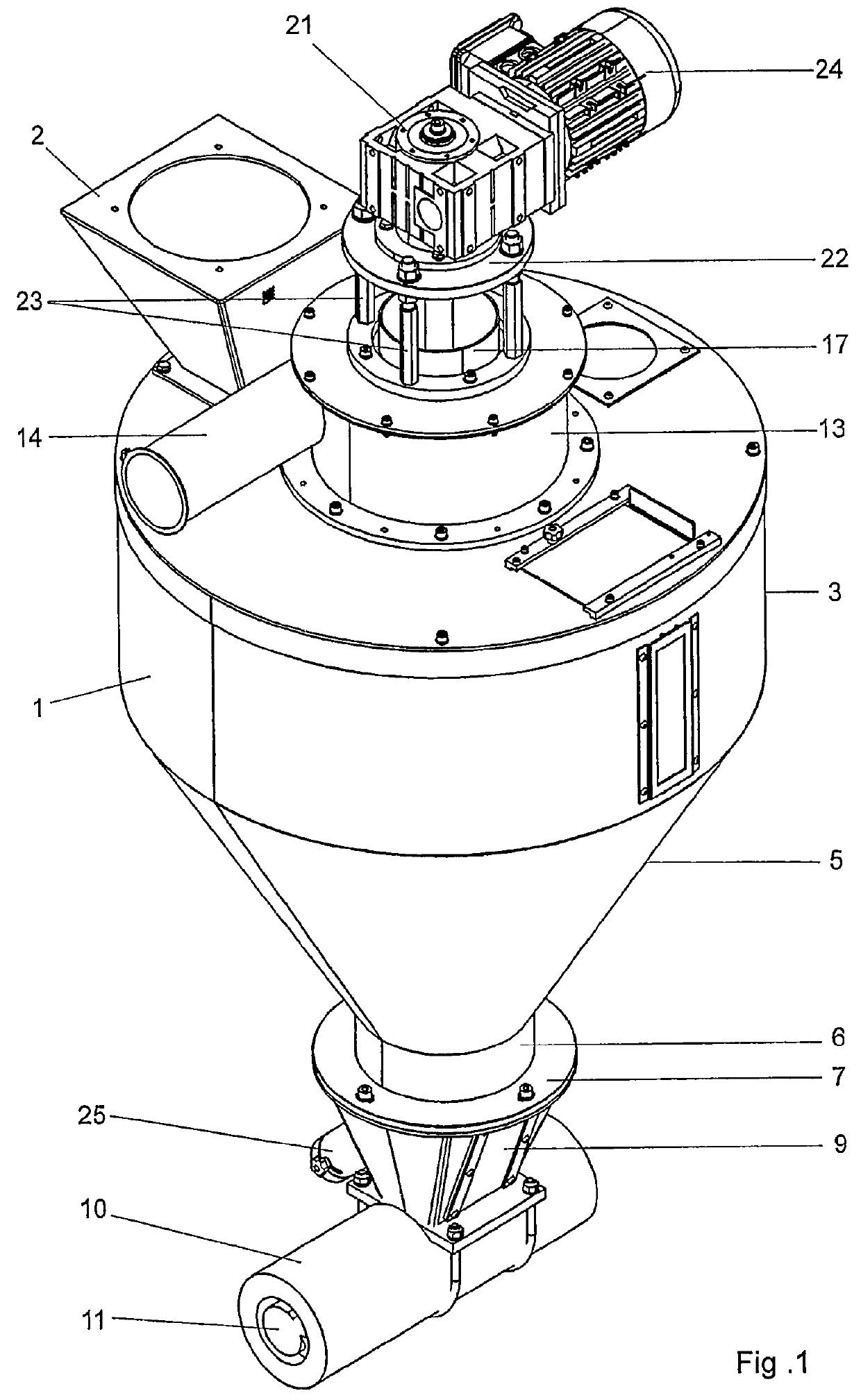 Device for feeding granulate and filler material to an extruder screw of an extruder