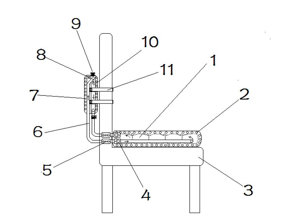 Cushion capable of automatically and circularly reducing temperature by liquid