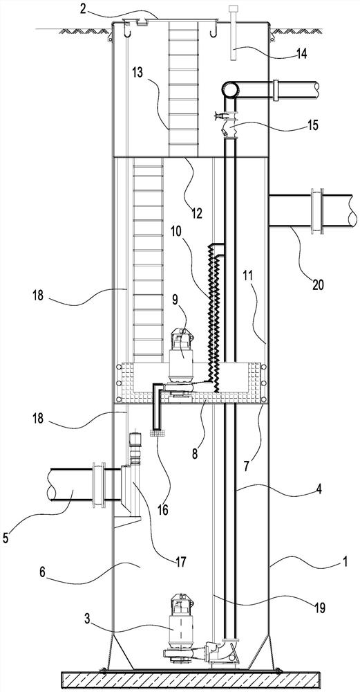 Efficient integrated prefabricated drainage pumping station and drainage method thereof