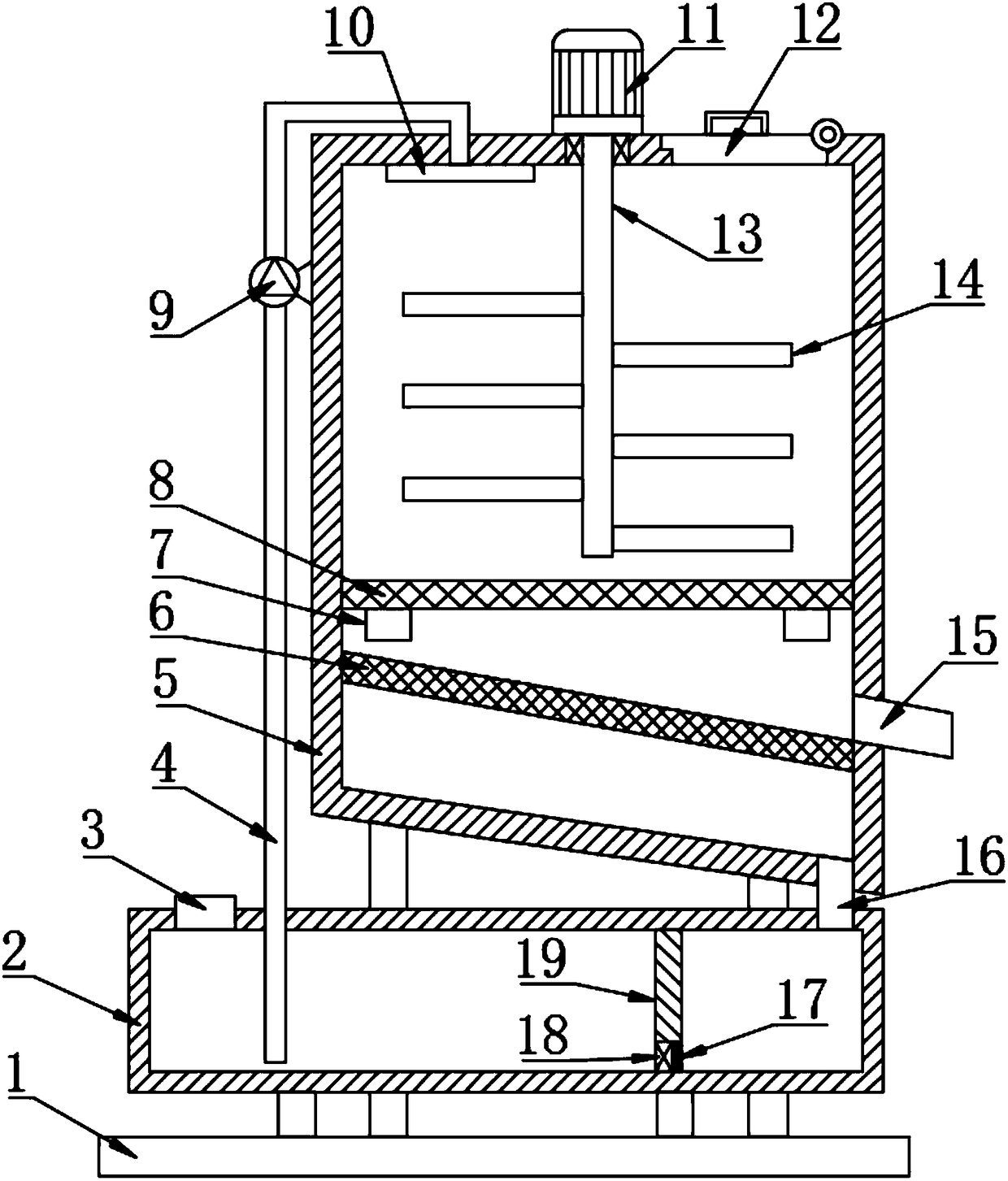 Medical waste processing device with circulatory function