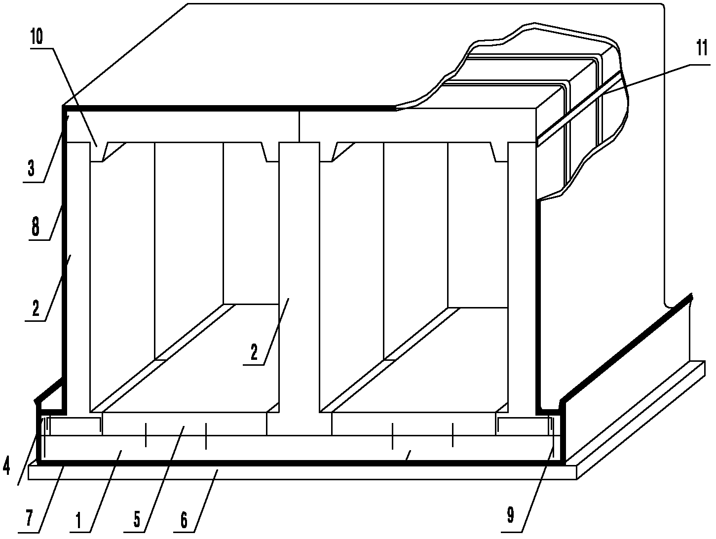 Prefabricated laminated steel concrete two-hole culvert