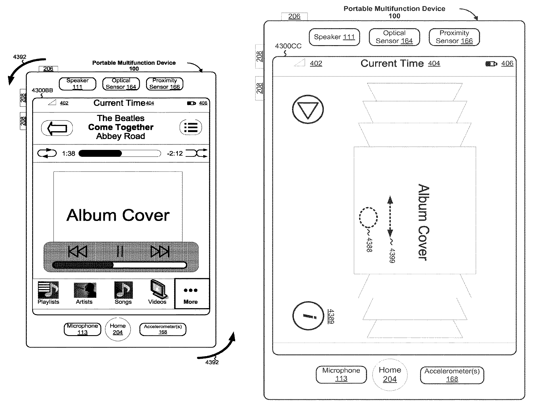 Modal change based on orientation of a portable multifunction device