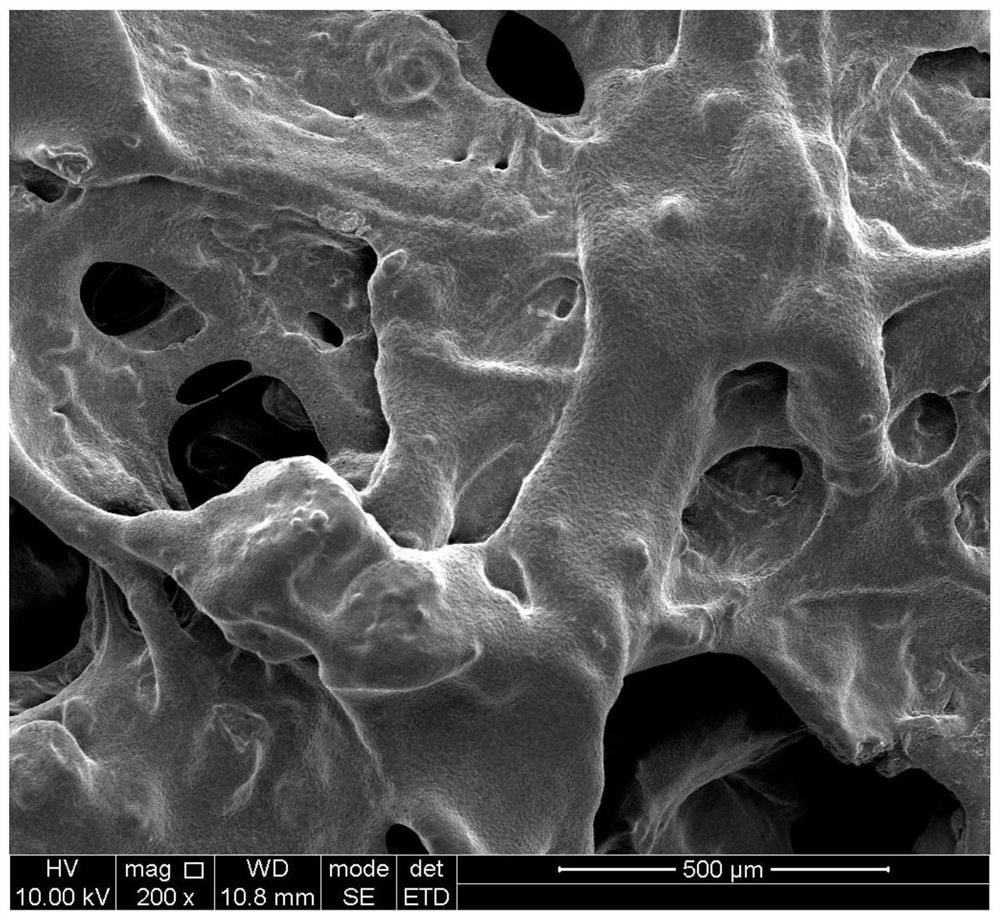 Shape memory polyurethane bone scaffold prepared by gas foaming method and application thereof