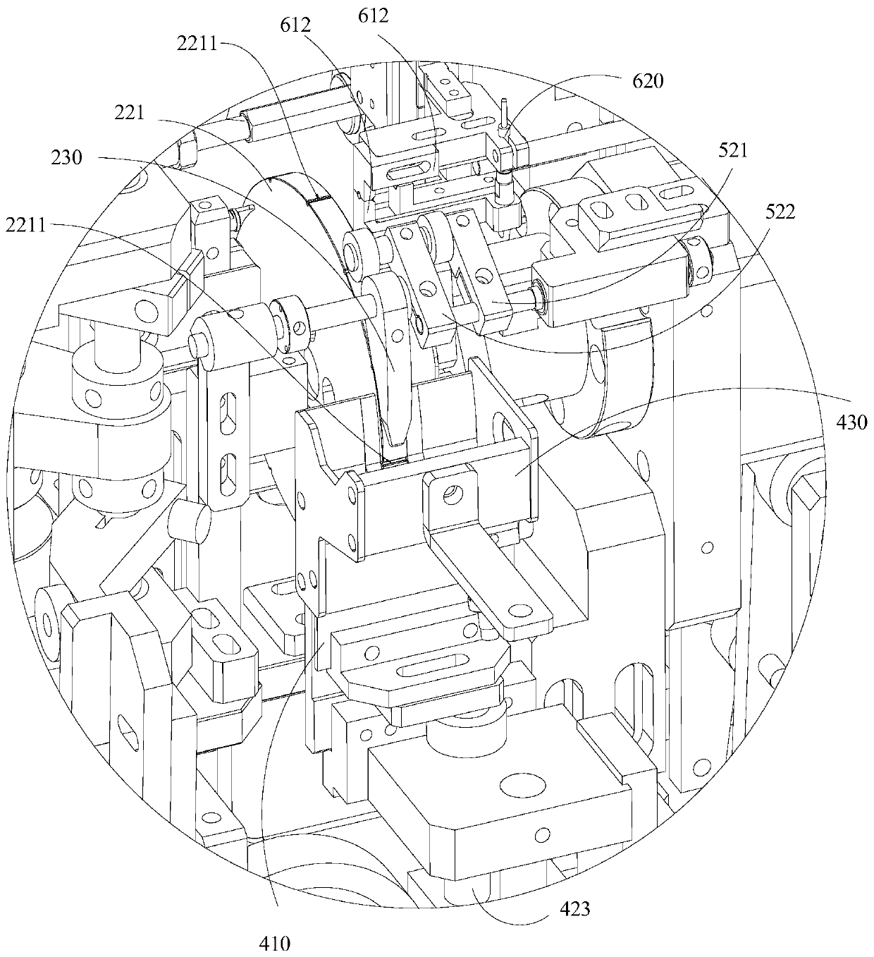 Upper guide pin device and battery machine