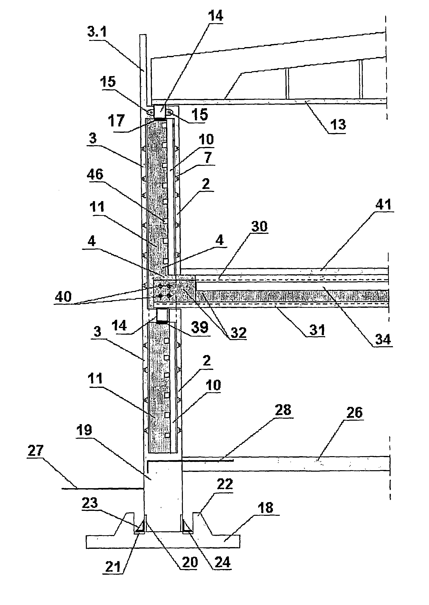 Constructing the large-span self-braced buildings of composite load-bearing wall-panels and floors