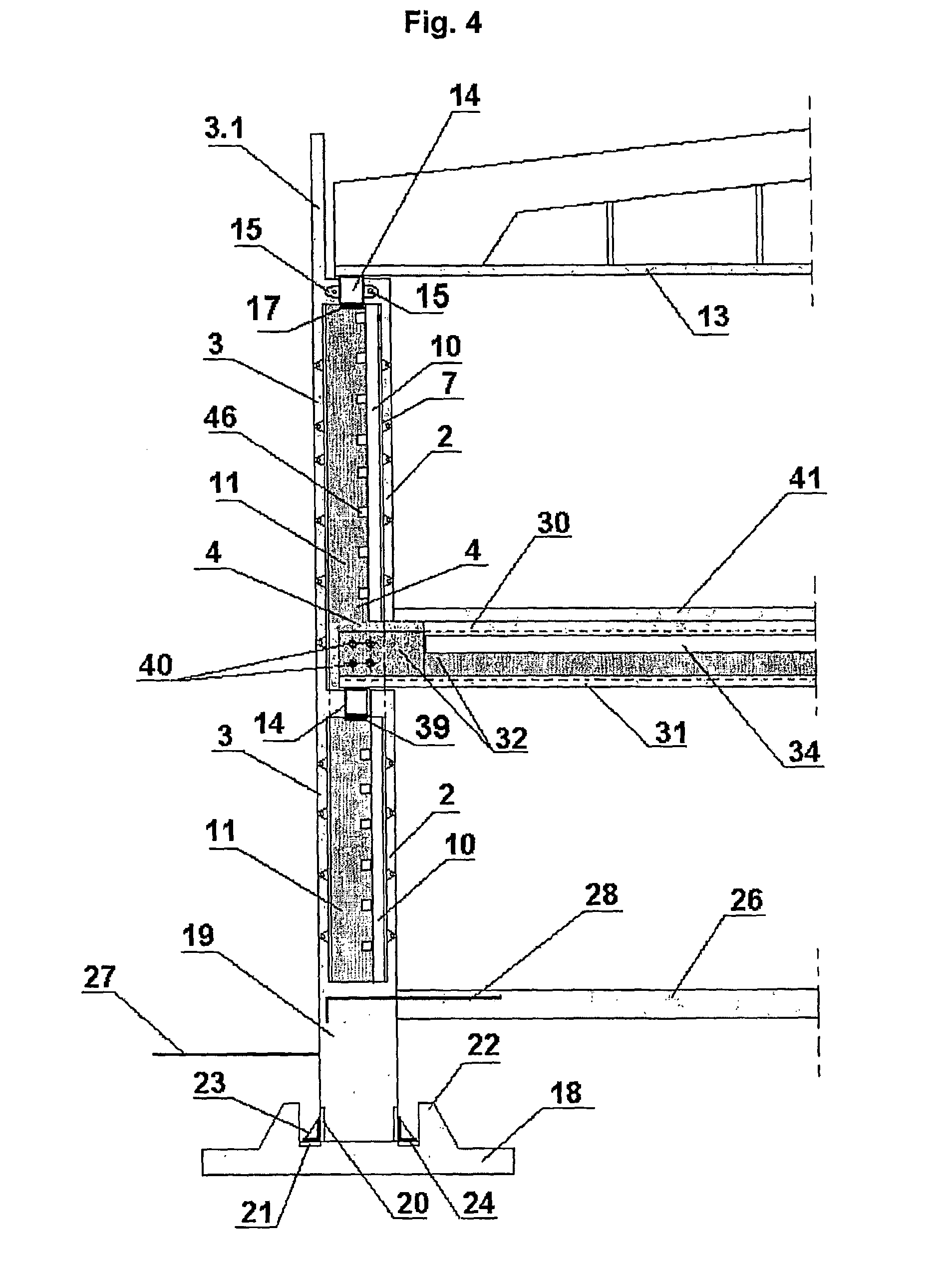 Constructing the large-span self-braced buildings of composite load-bearing wall-panels and floors