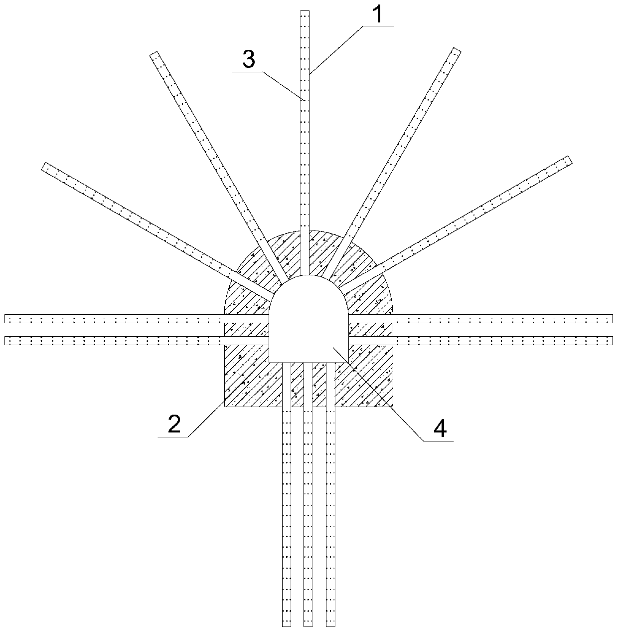 Side slope reinforcing drainage structure and reservoir shore collapse engineering treatment method