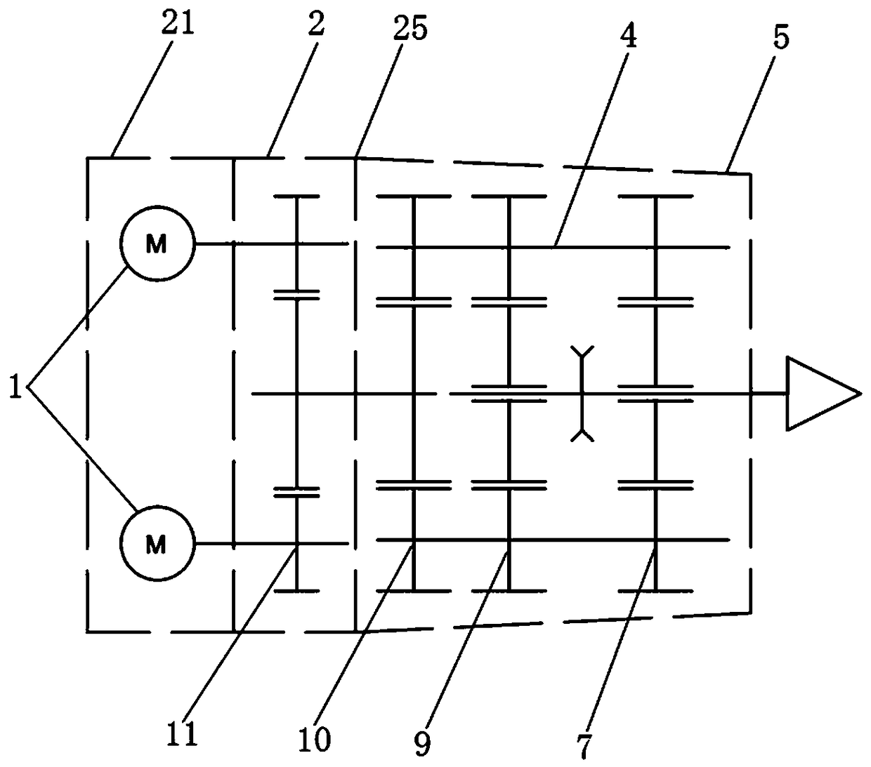 A high-speed dual power source input electric power transmission device