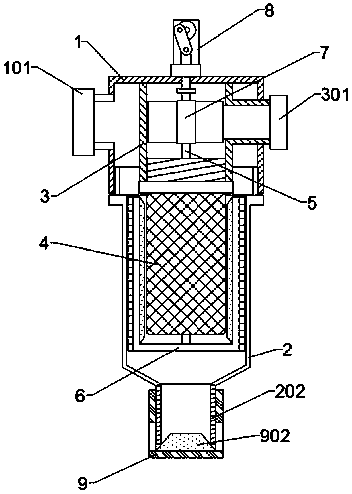 Self-cleaning sewage purification treatment device