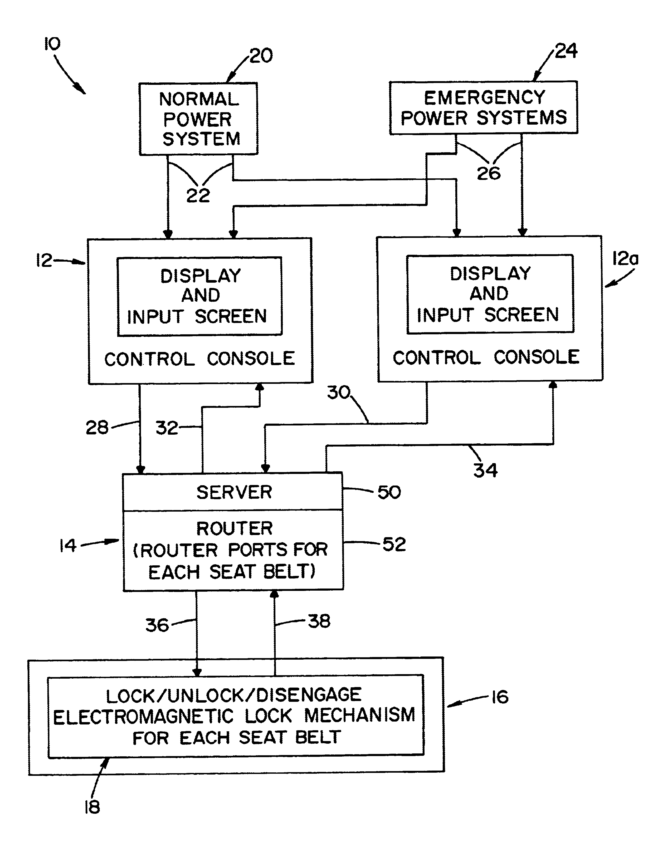 Control system for aircraft seat belt arrangement