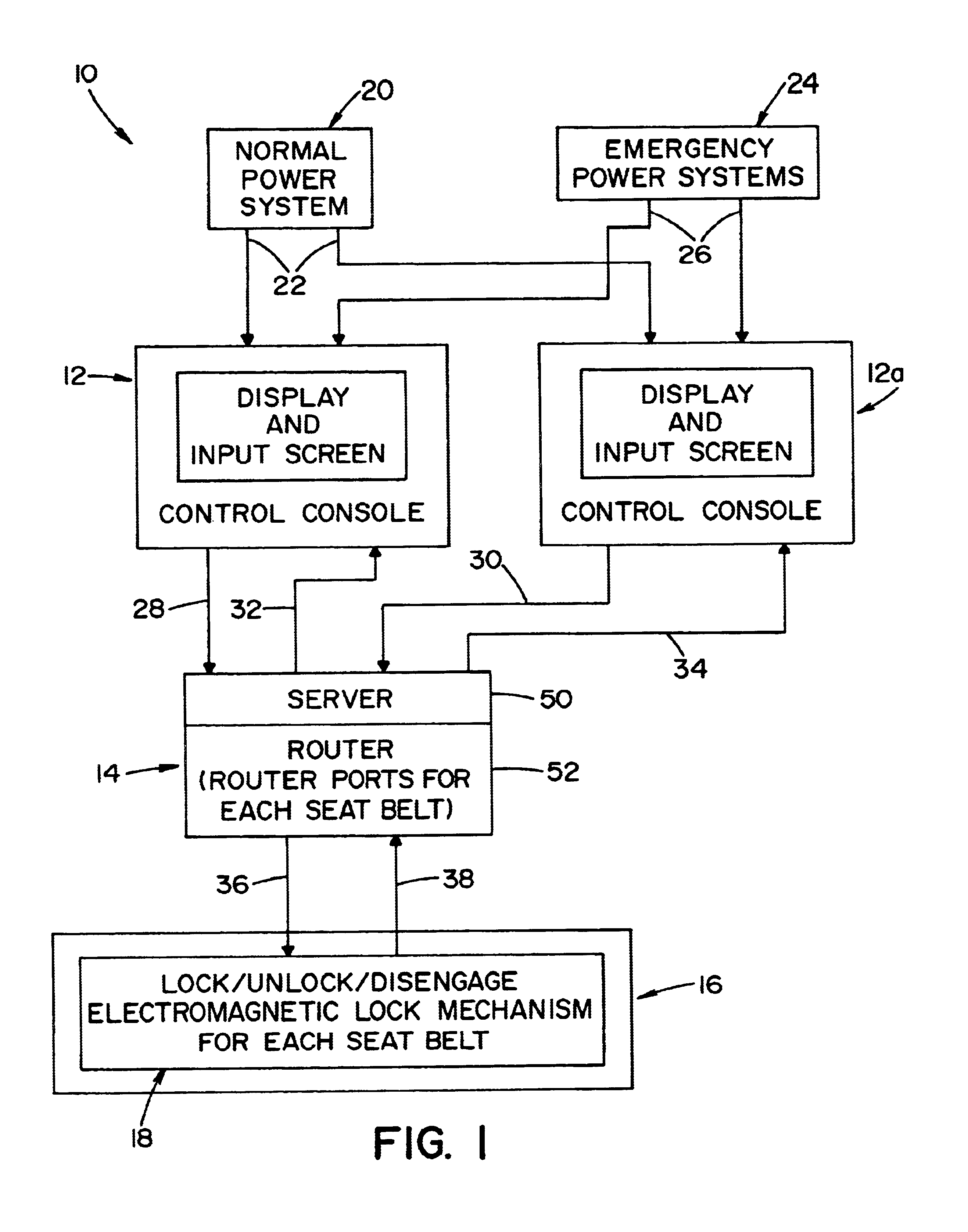 Control system for aircraft seat belt arrangement