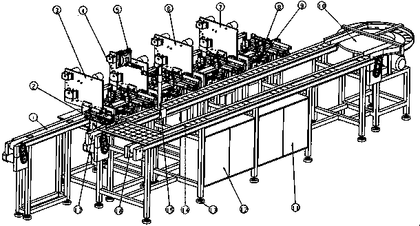 LCD (liquid crystal display) automatic paster production line and LCD automatic paster production method thereof