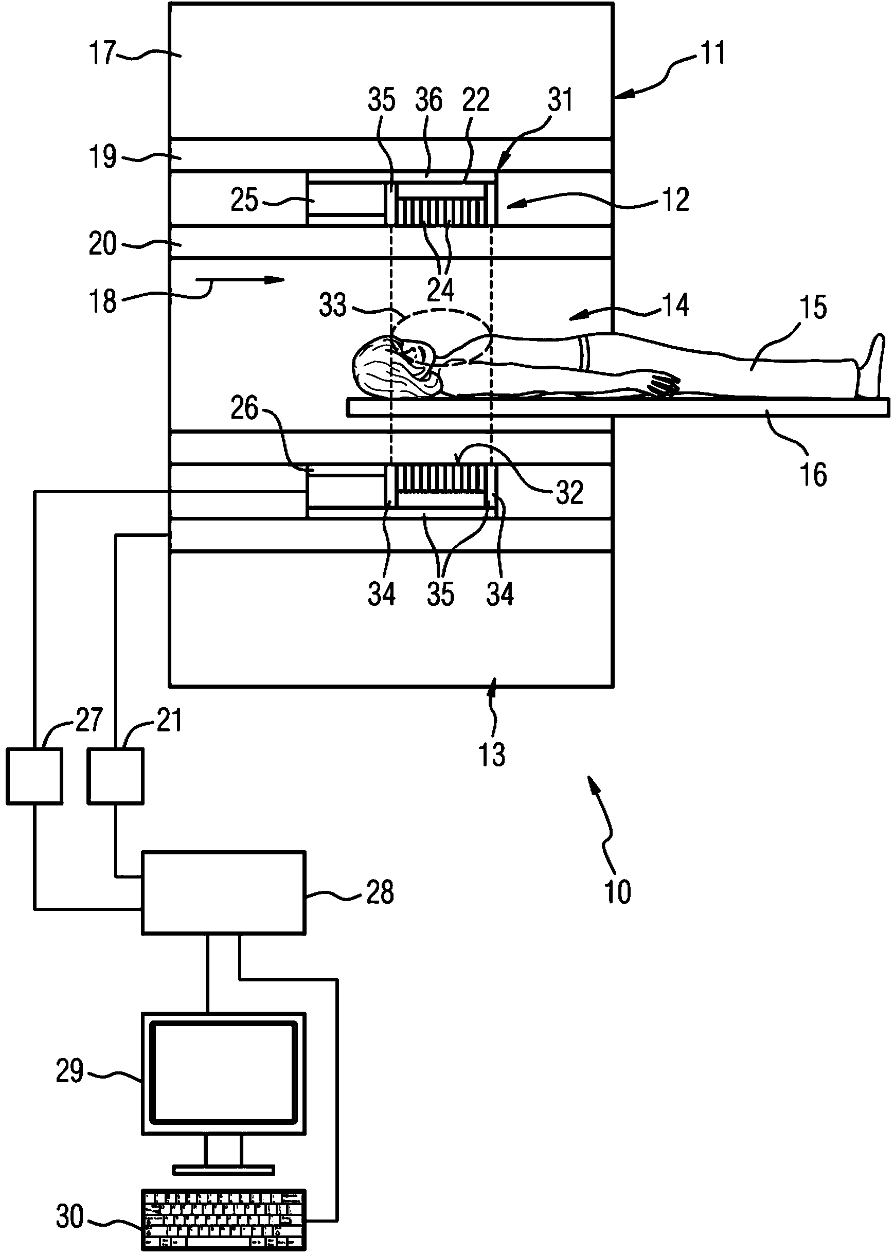 Medical imaging system having a magnetic resonance imaging unit and a positron emission tomography (PET) unit