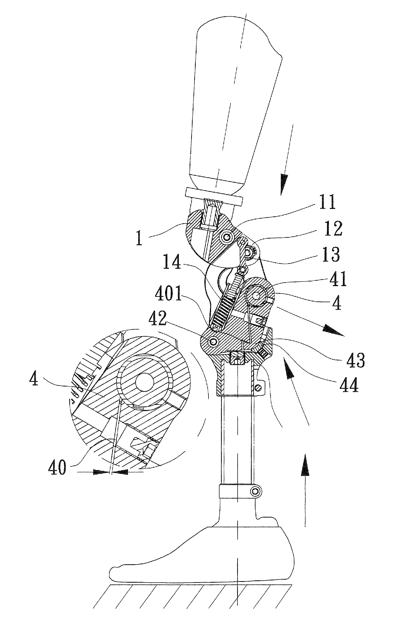 Four-bar-linkage brake-included knee joint