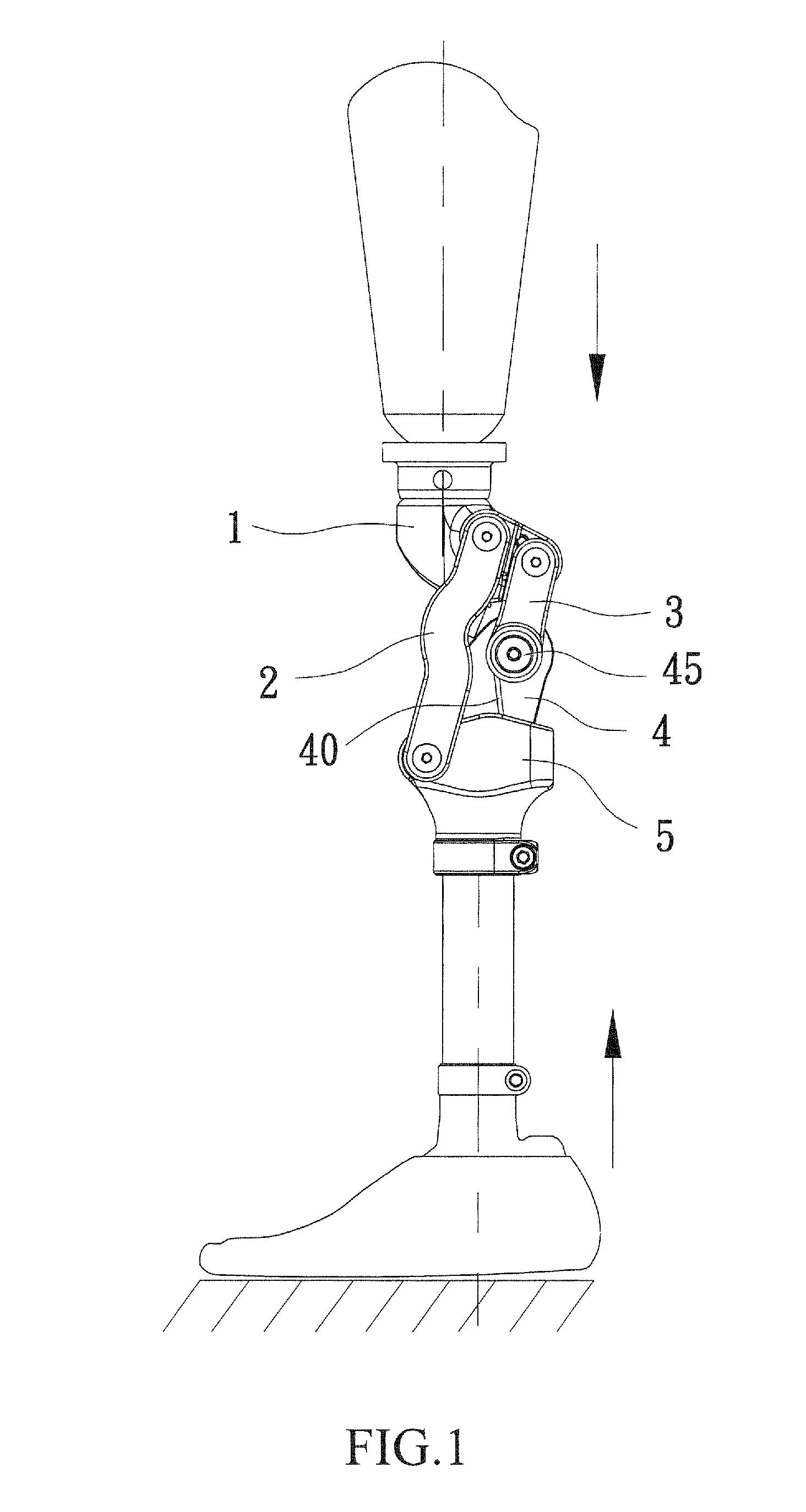 Four-bar-linkage brake-included knee joint