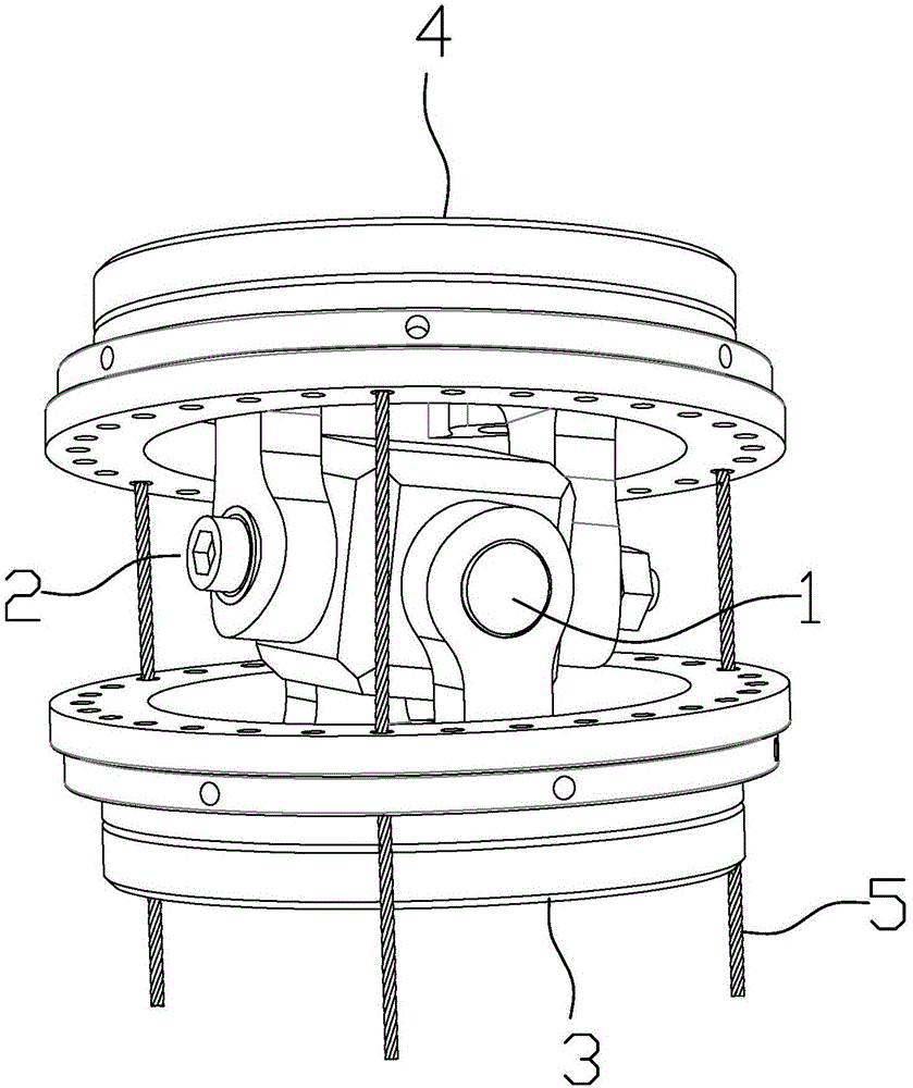 Two-degree-of-freedom mechanical arm joint driven by ropes