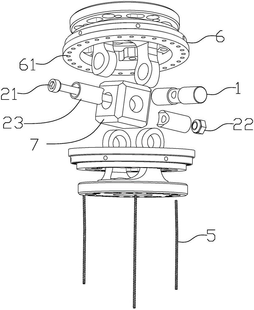 Two-degree-of-freedom mechanical arm joint driven by ropes