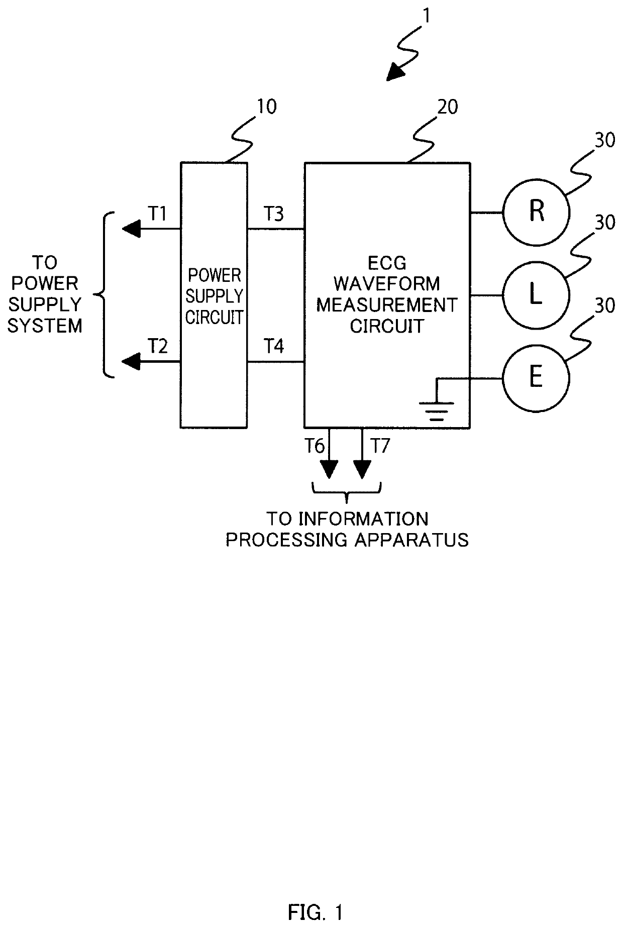 Power supply circuit for biological signal measurement circuit and biological signal measuring apparatus