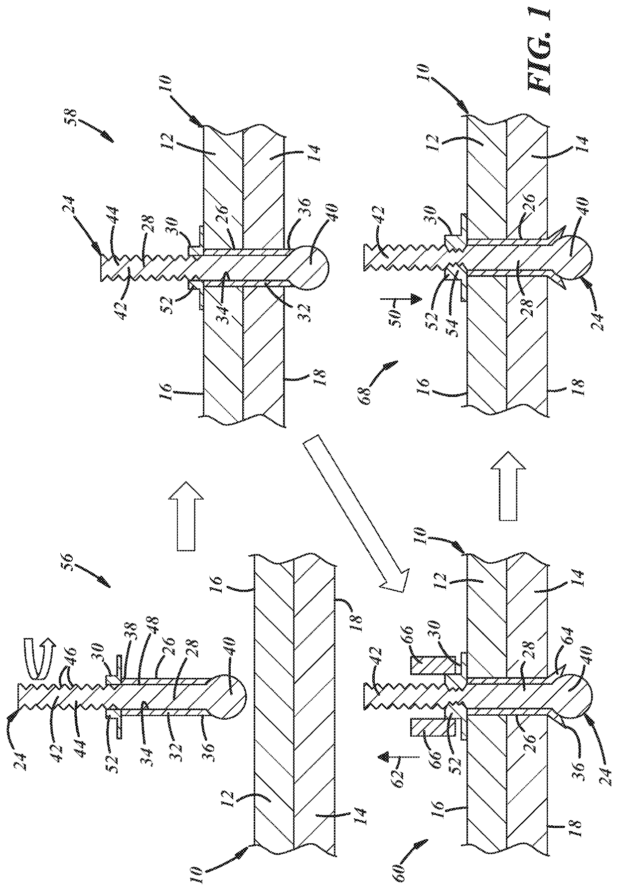 Fastener assembly for use with one or more workpieces