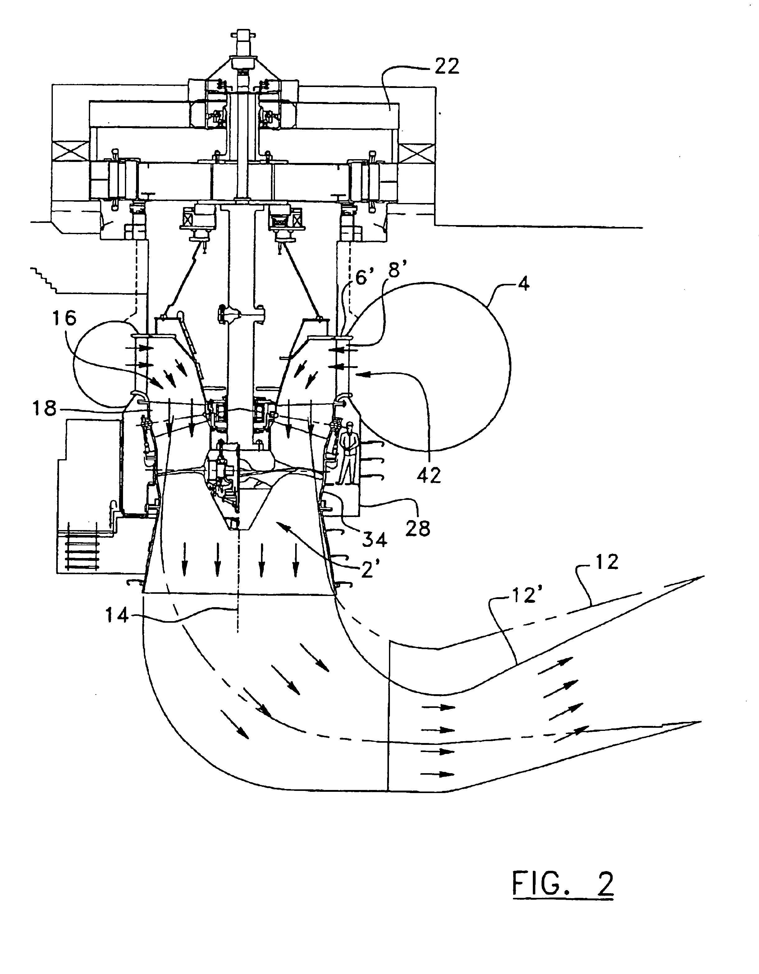 Hydraulic turbine with increased power capacities