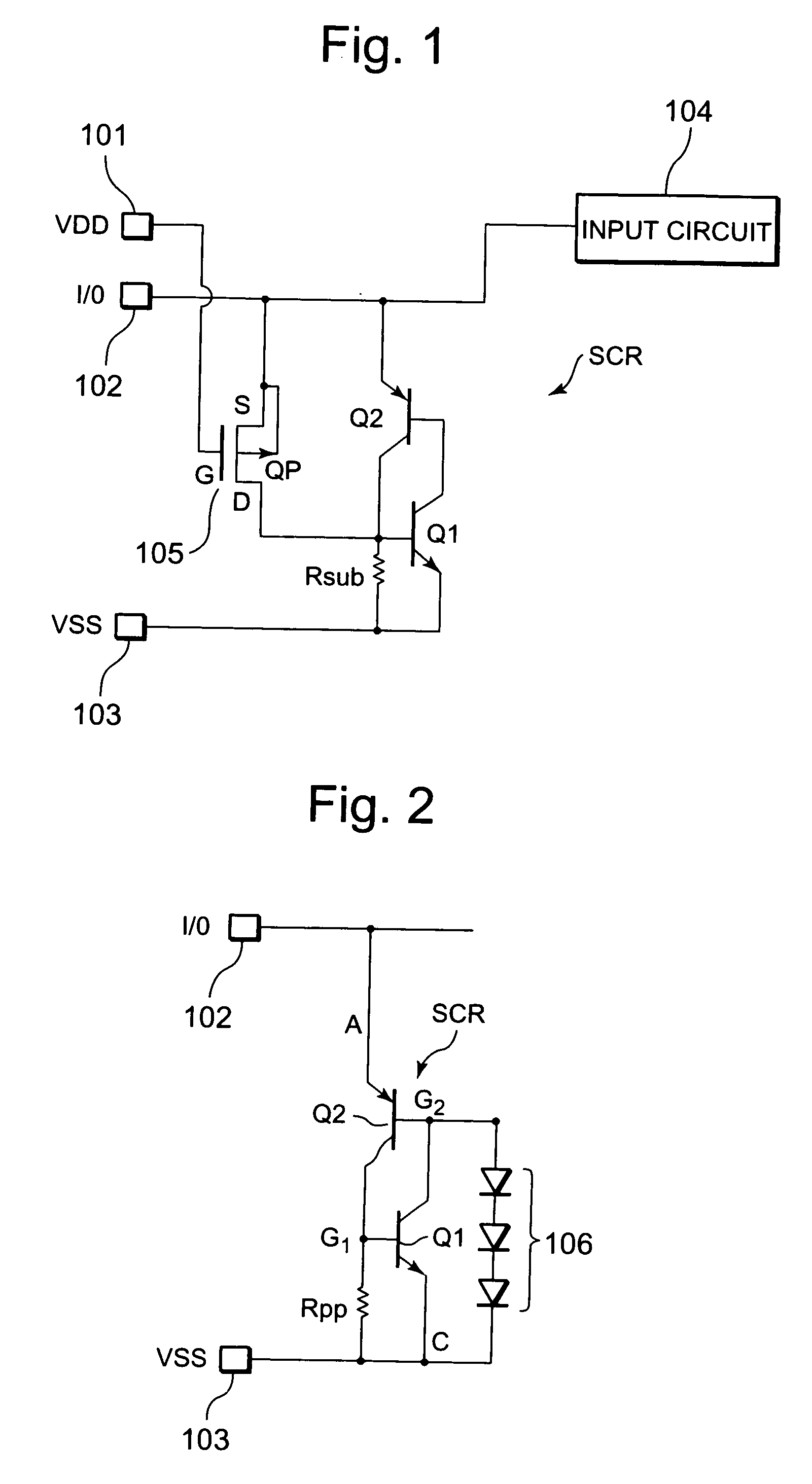 Semiconductor circuit including electrostatic discharge circuit having protection element and trigger transistor