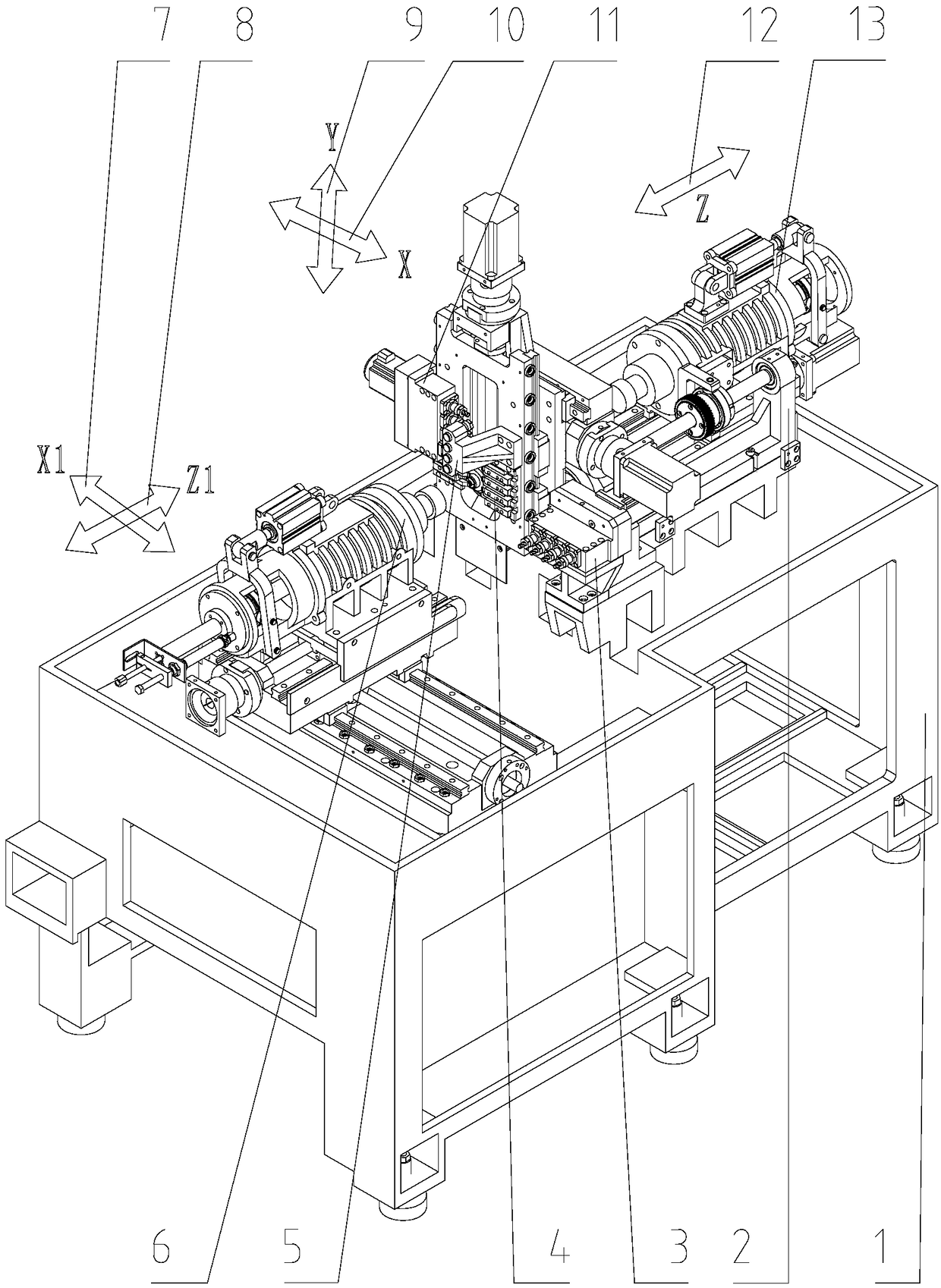 Longitudinal cutting turning and milling compound machine tool