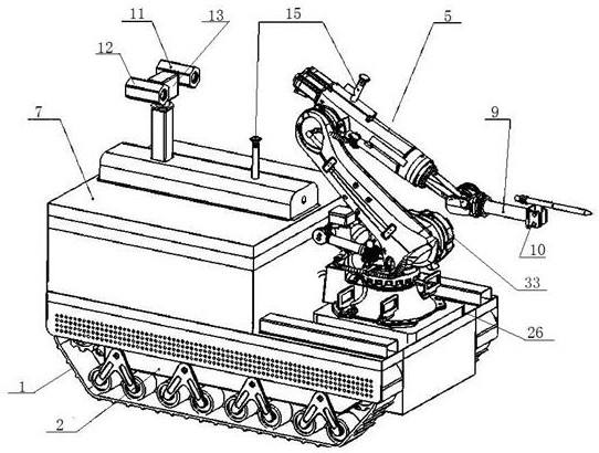 Wellhead dismounting and mounting robot used after oil and gas well blowout out of control and ignition and using method