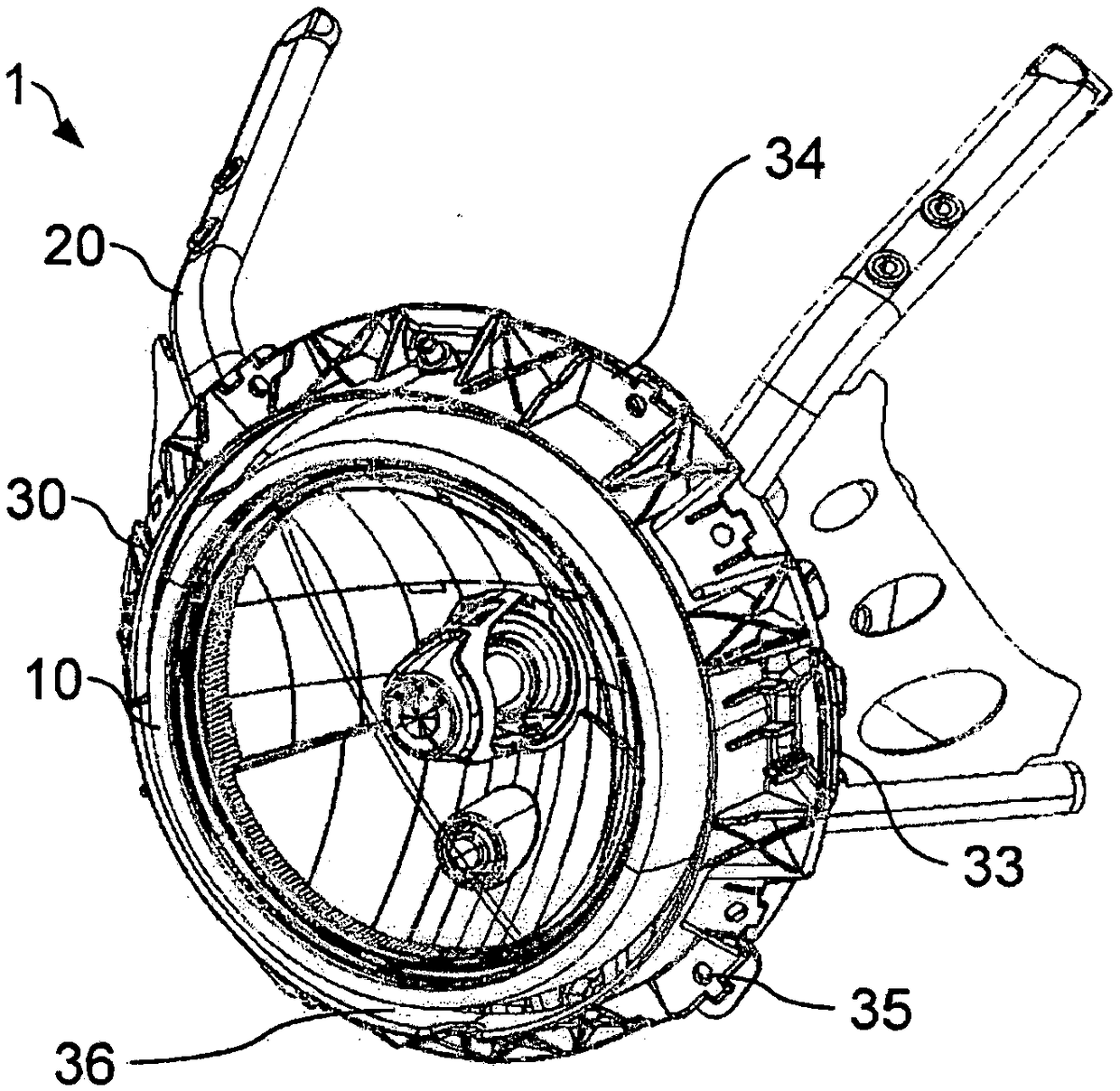 Tolerance-compensation frame for joining around headlamps