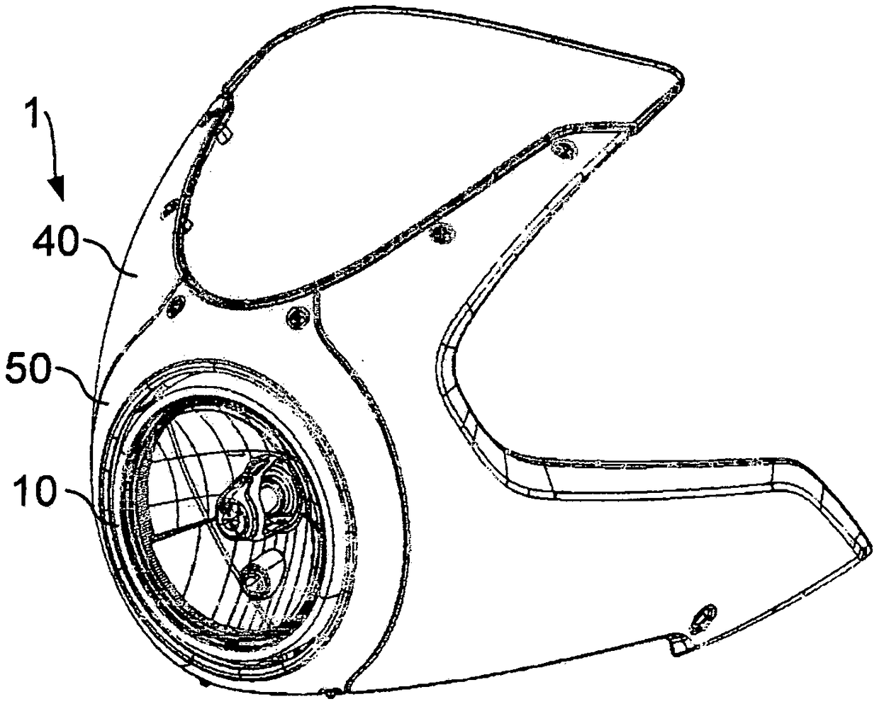 Tolerance-compensation frame for joining around headlamps