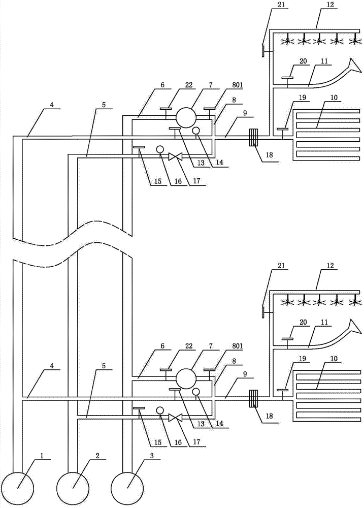 Irrigation and fertilization system with fertilizer water branching control