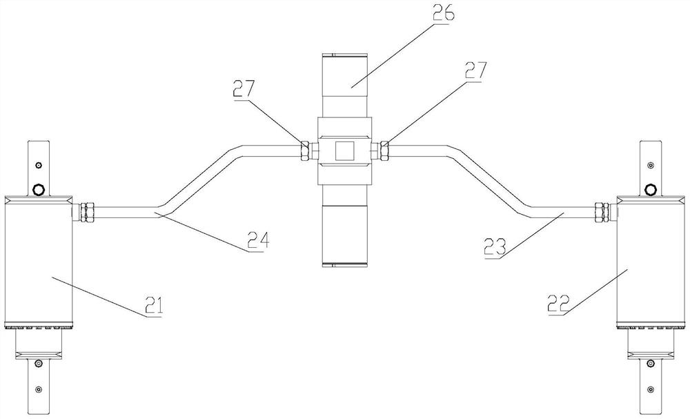 Energy accumulator vertically-arranged balance hydro-pneumatic suspension