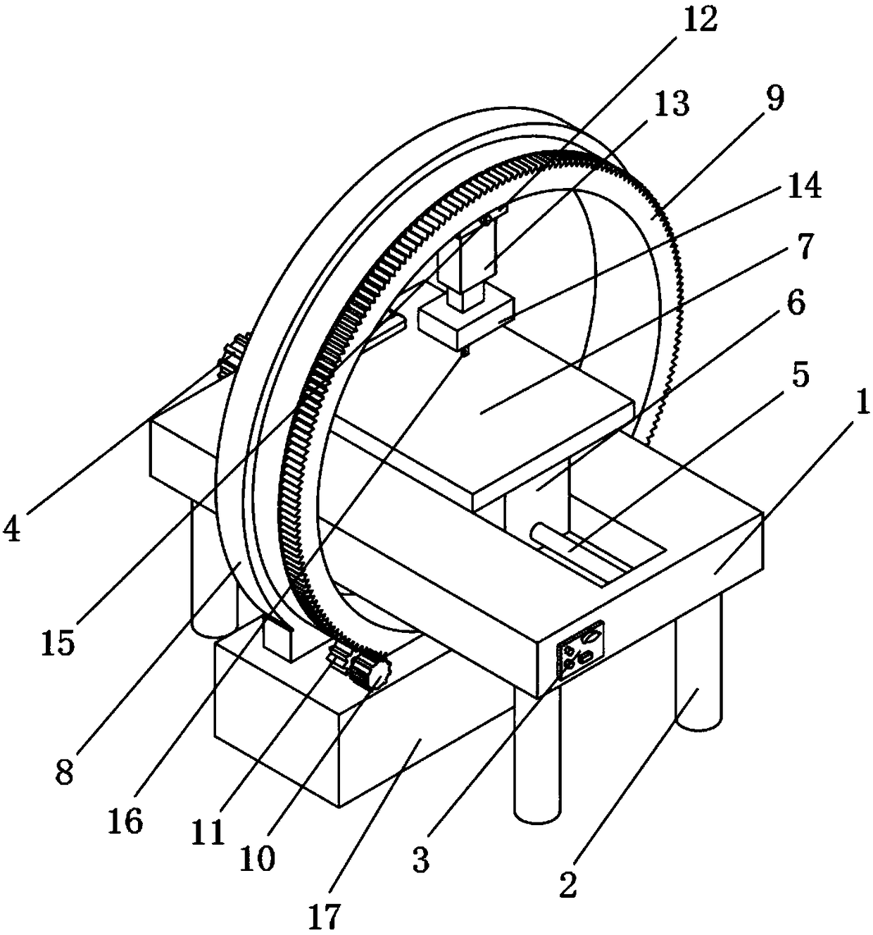 Rotary detecting device for CT radiological inspection