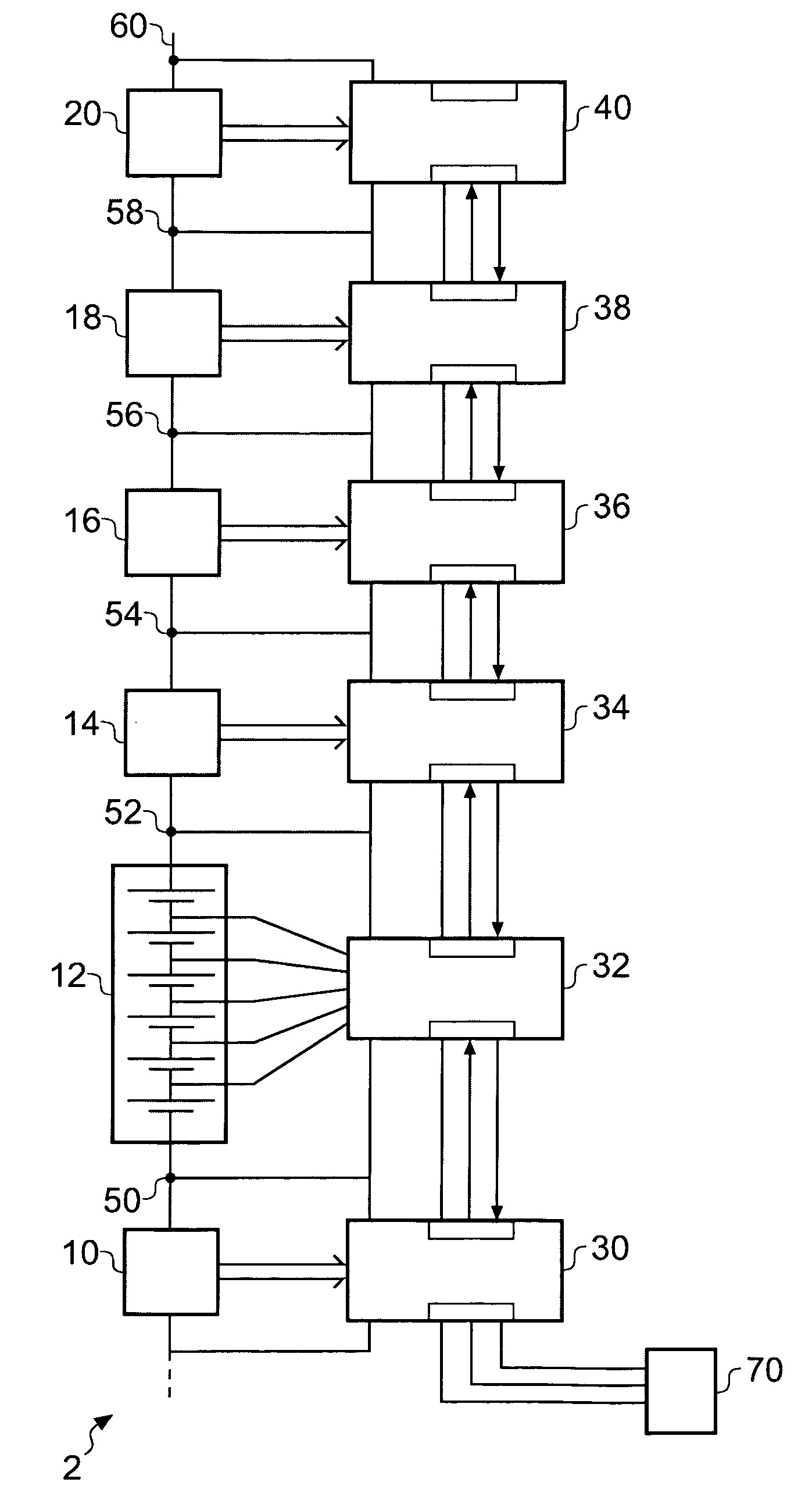 Battery montoring apparatus and daisy chain interface suitable for use in a battery monitoring apparatus