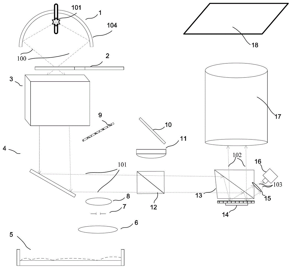 System integrated with projector and spectrometer