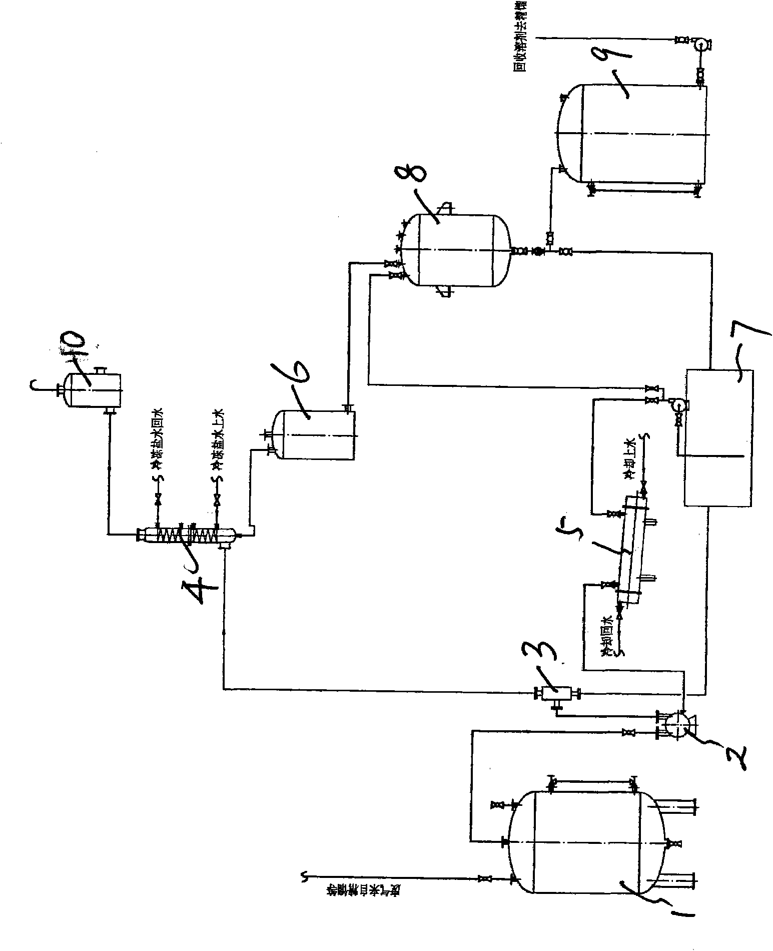 Process for treating tail gas containing insoluble solvent