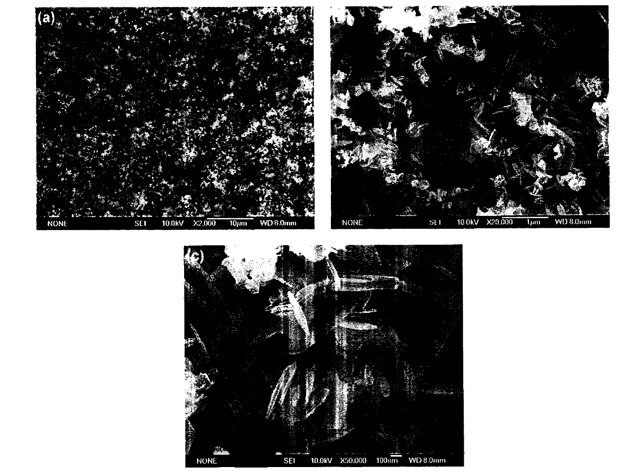 Nano wall structure composed of flaky tin oxide and preparation method thereof