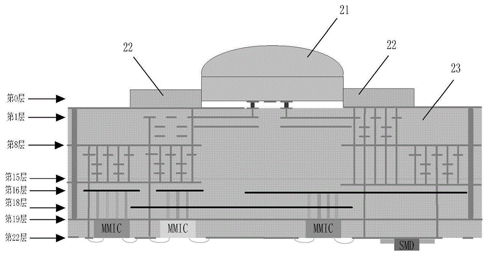 Three-dimensional packaging terahertz radiation detector